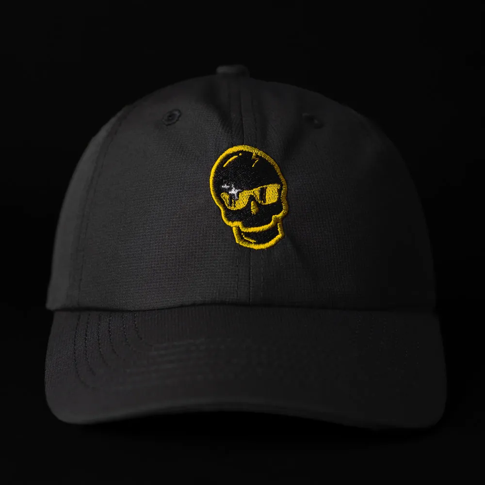 Yellow Sparkle Skull Black Hat