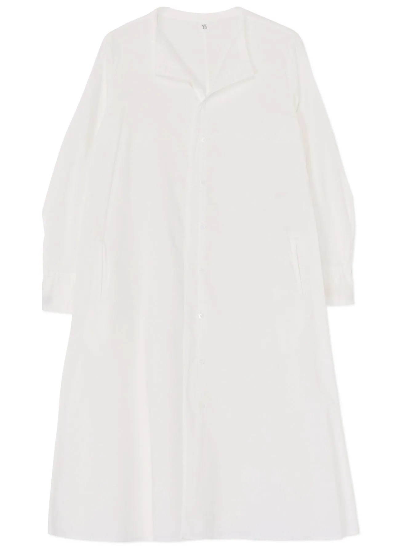 [Y's BORN PRODUCT] THIN COTTON TWILL COLLARLESS A-LINE DRESS